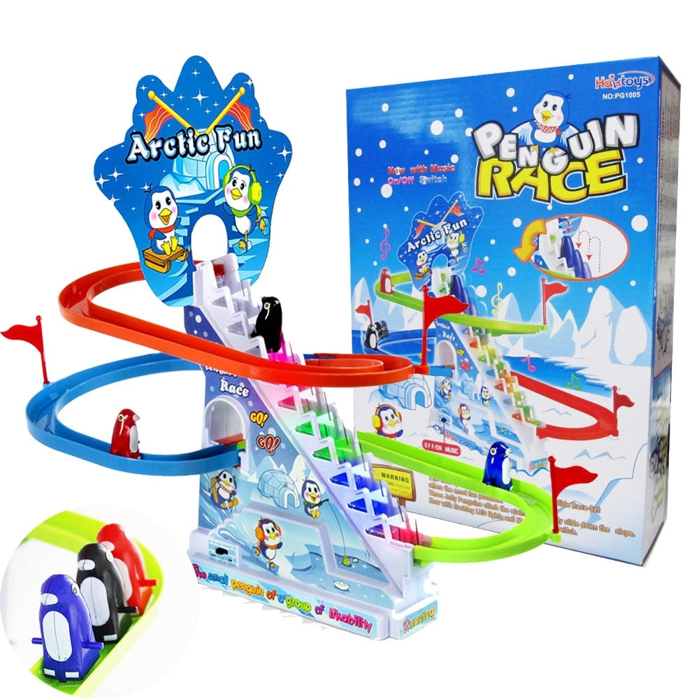 Penguin Slide Race Track With Flashing Rhythmic Music & Light Toy