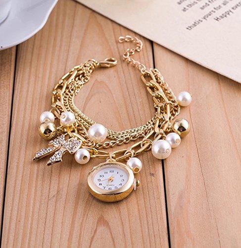 Gold Pearl Crystal Bracelet Watch – Without Box