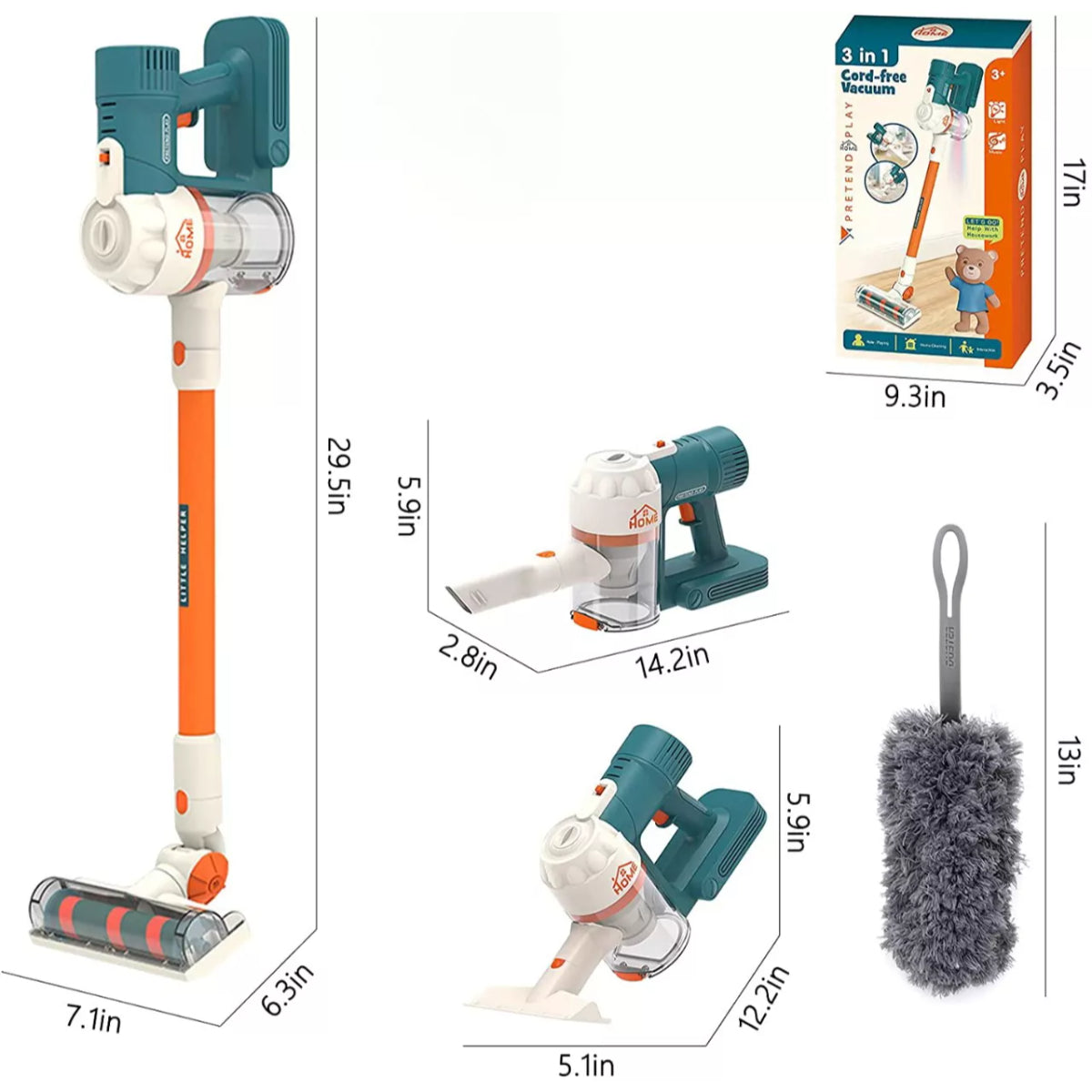 3 In 1 Cord Free Vacuum Cleaner Play Kit For Kids