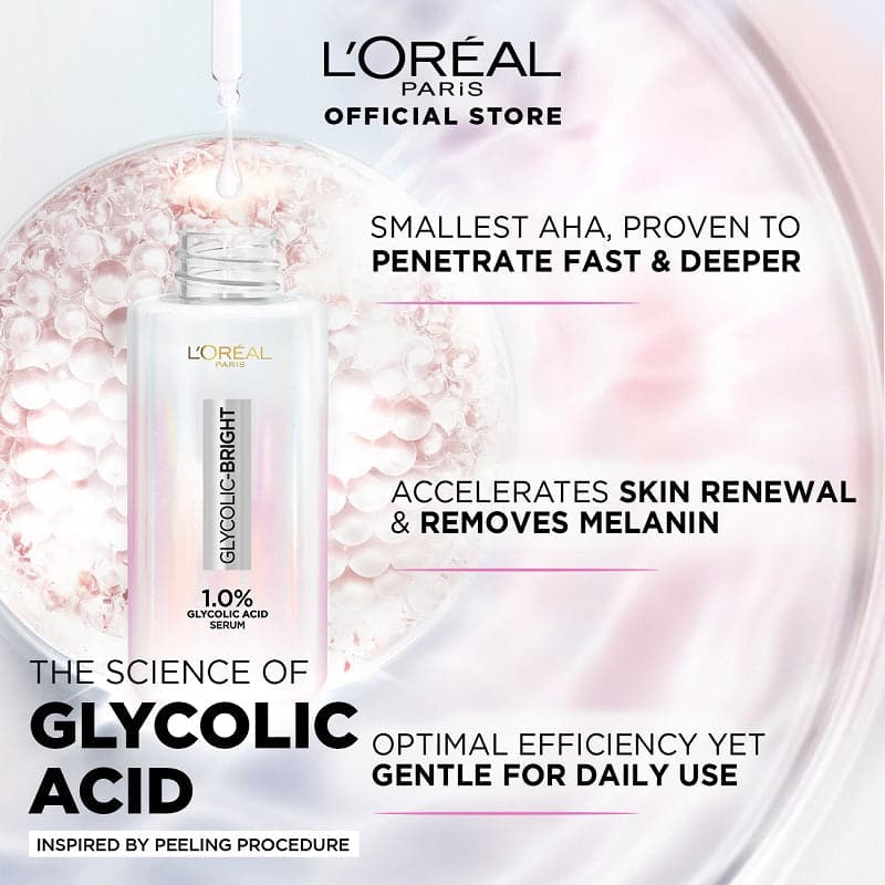 LOREAL PARIS GLYCOLIC BRIGHT INSTANT GLOWING FACE SERUM – 30ML