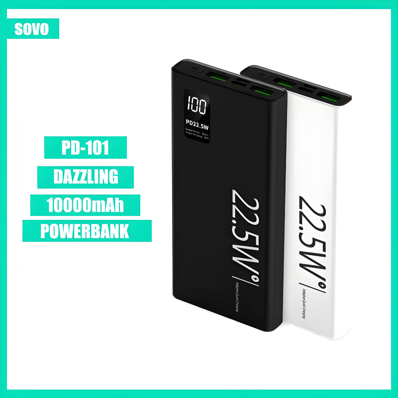 SOVO PD-101 Dazzling 10000mAh LED Display Portable Charger Power Bank