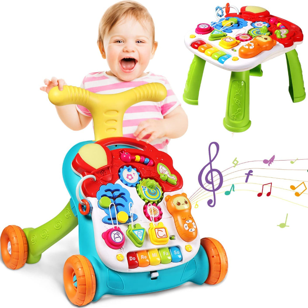 Adaptive 5-In-1 Baby Musical Stroller With Musical Table For Developmental Growth