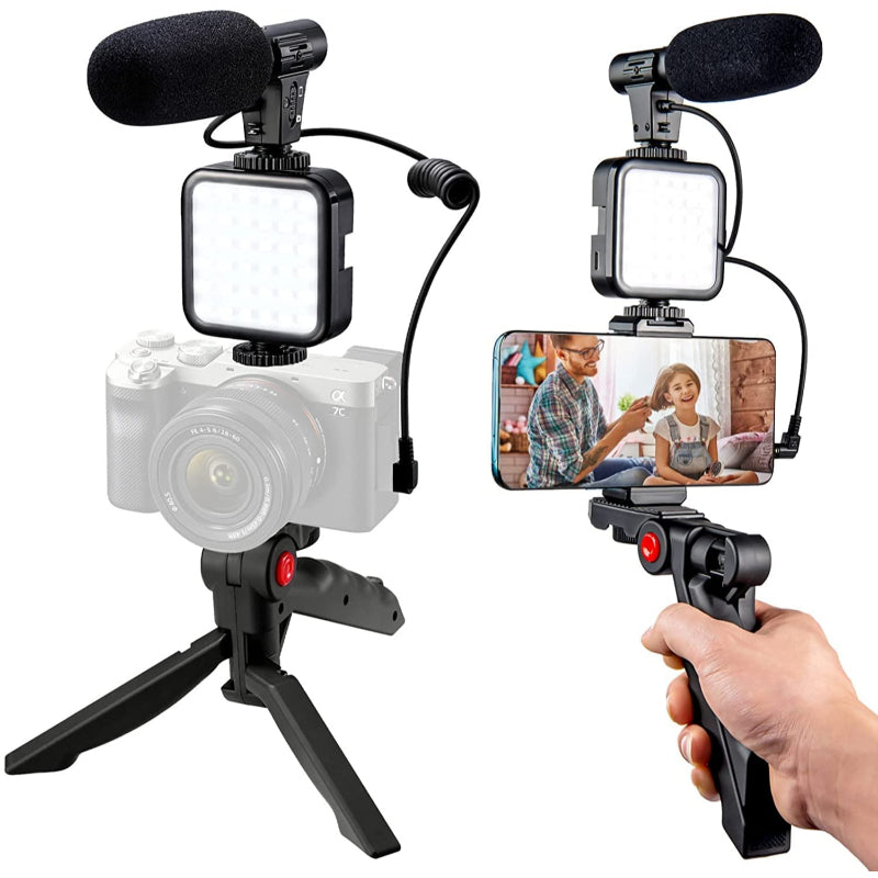 Multifunctional Professional Vlogging Kit With Tripod LED Video Light And Phone Holder