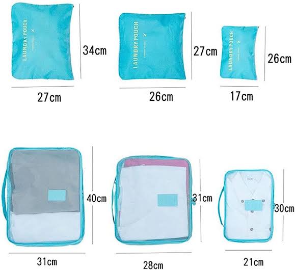 6pcs/Set Travel Storage Bag Portable Luggage Organizer Clothes Tidy Pouch Zip Cube Luggage Toiletry Bag Organizer Pouch Home Organization - Multi