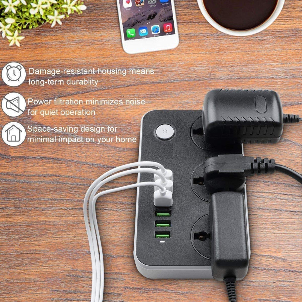 Power Socket With 3 Anti-Static AC Sockets And 6 Intelligent USB Charging Ports 2500W 3.4A