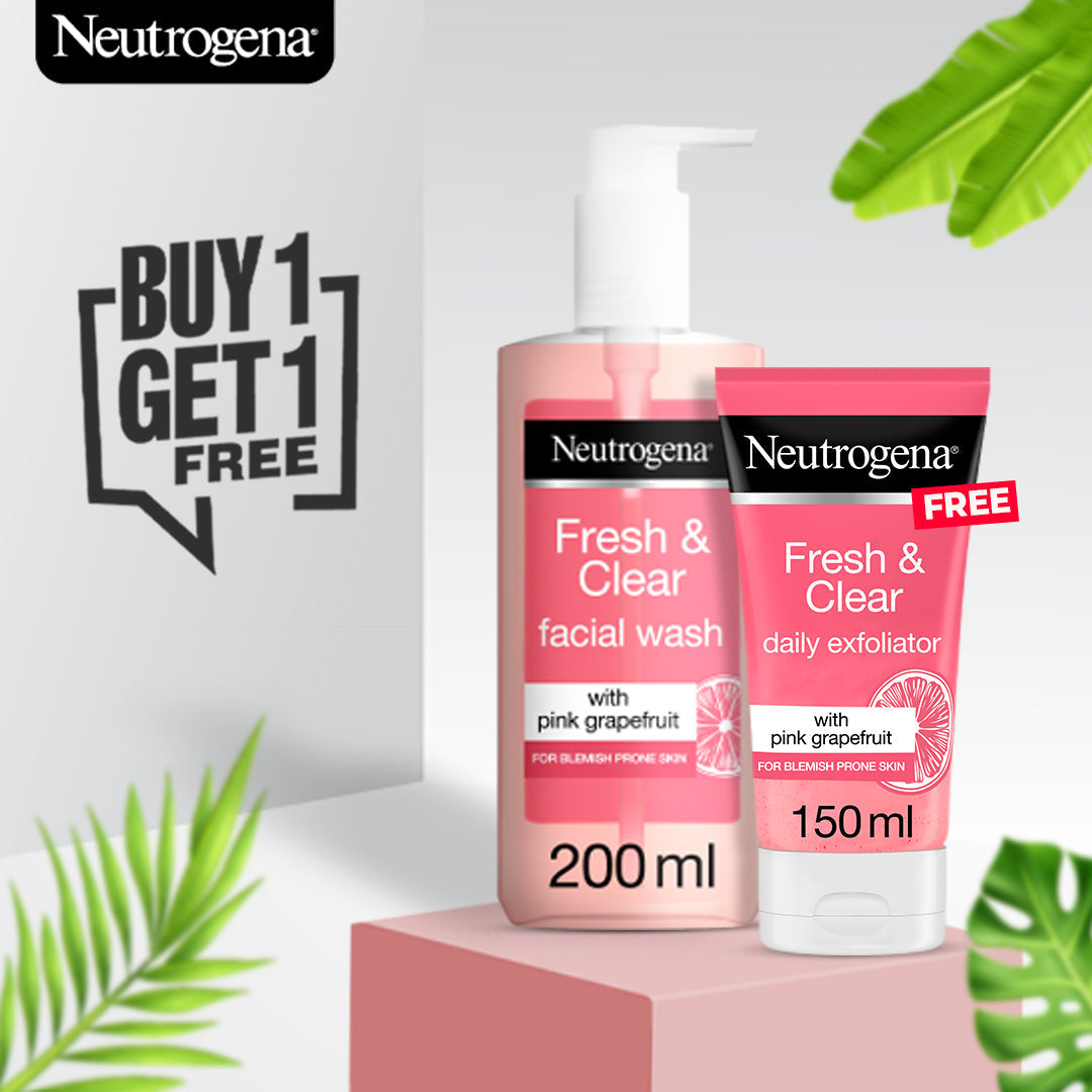 Buy 1 Get 1 Free - Buy Neutrogena Facial Wash & Get Fresh and Clear Daily Exfoliator 150ml