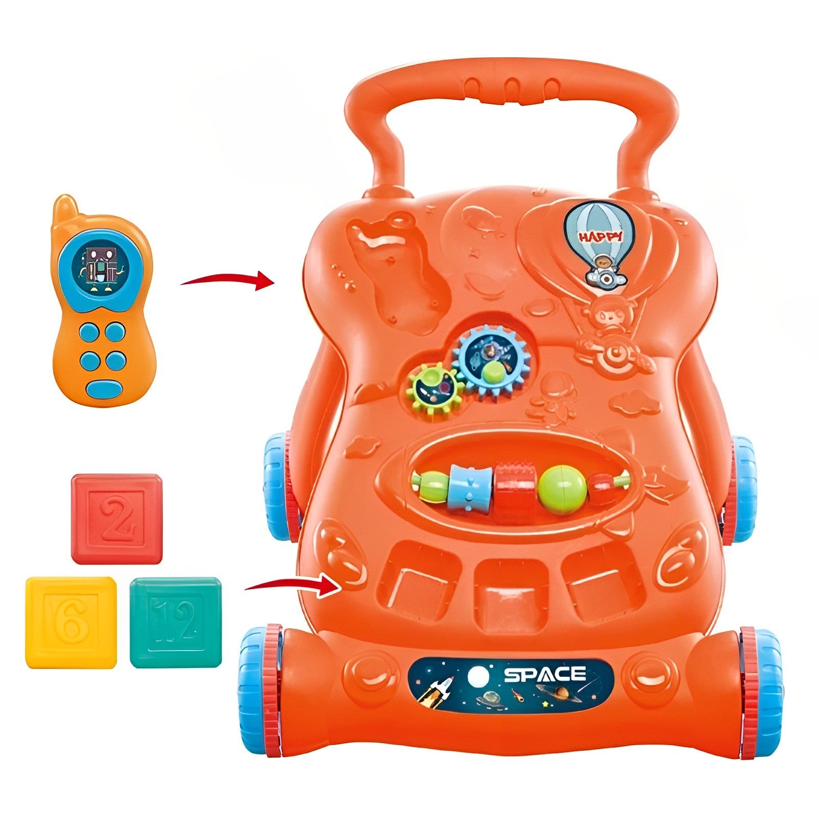 Play Together Children 2 In 1 Music Walker With Rattles, Funny Gears, Melodies And Sorter Cubes