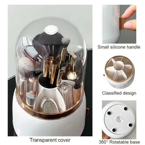 Brush Container Makeup Brush Holder Dust-proof Rotating Plastic Lipstick Eyebrow Pencil Vanity Supplies