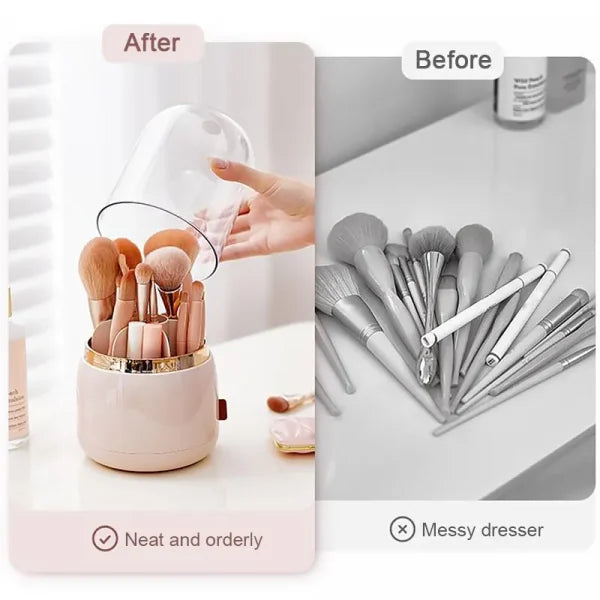 Brush Container Makeup Brush Holder Dust-proof Rotating Plastic Lipstick Eyebrow Pencil Vanity Supplies