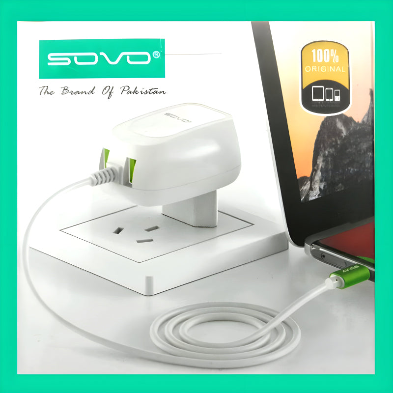 Sovo SG-75 Ready 3.4-Amp 2USB High Quallity Type-C Cable Fast Charger