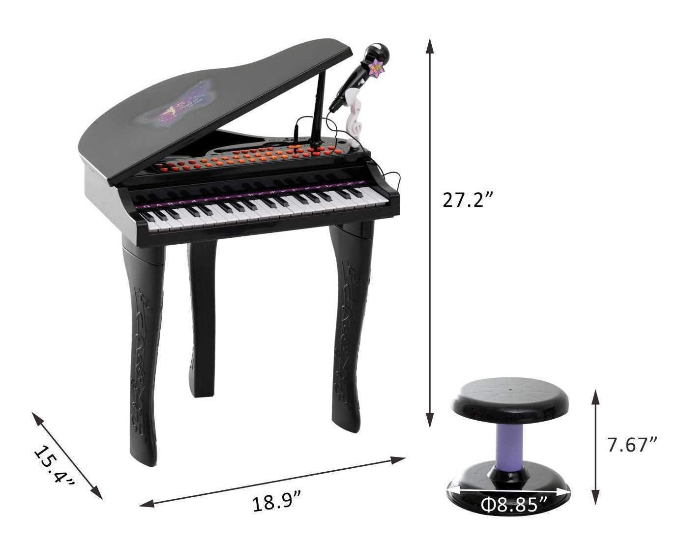 37 Keys Electric Musical Piano Sounds of Nature Keyboard Toy for Kids with Microphone & Chair for Children