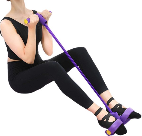 Foot Pedal Resistance Band Elastic Sit-up Pull Rope Yoga Fitness Gym – Elastic Pull Ropes Tummy Trimmer (random Colors)