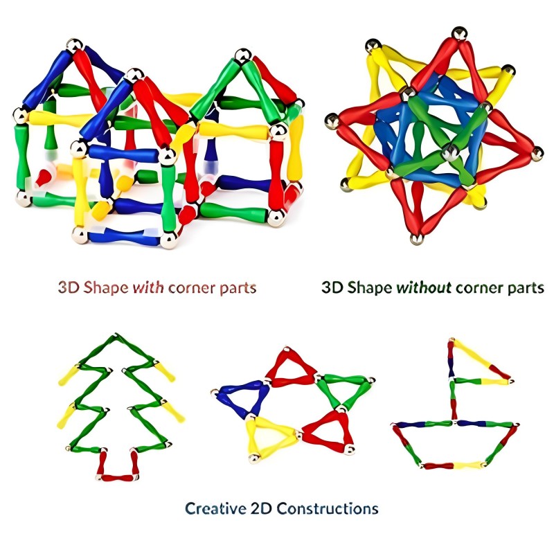 124 Pcs Master 3D Stimulating Magnetic Building Construction Sticks And Balls Set