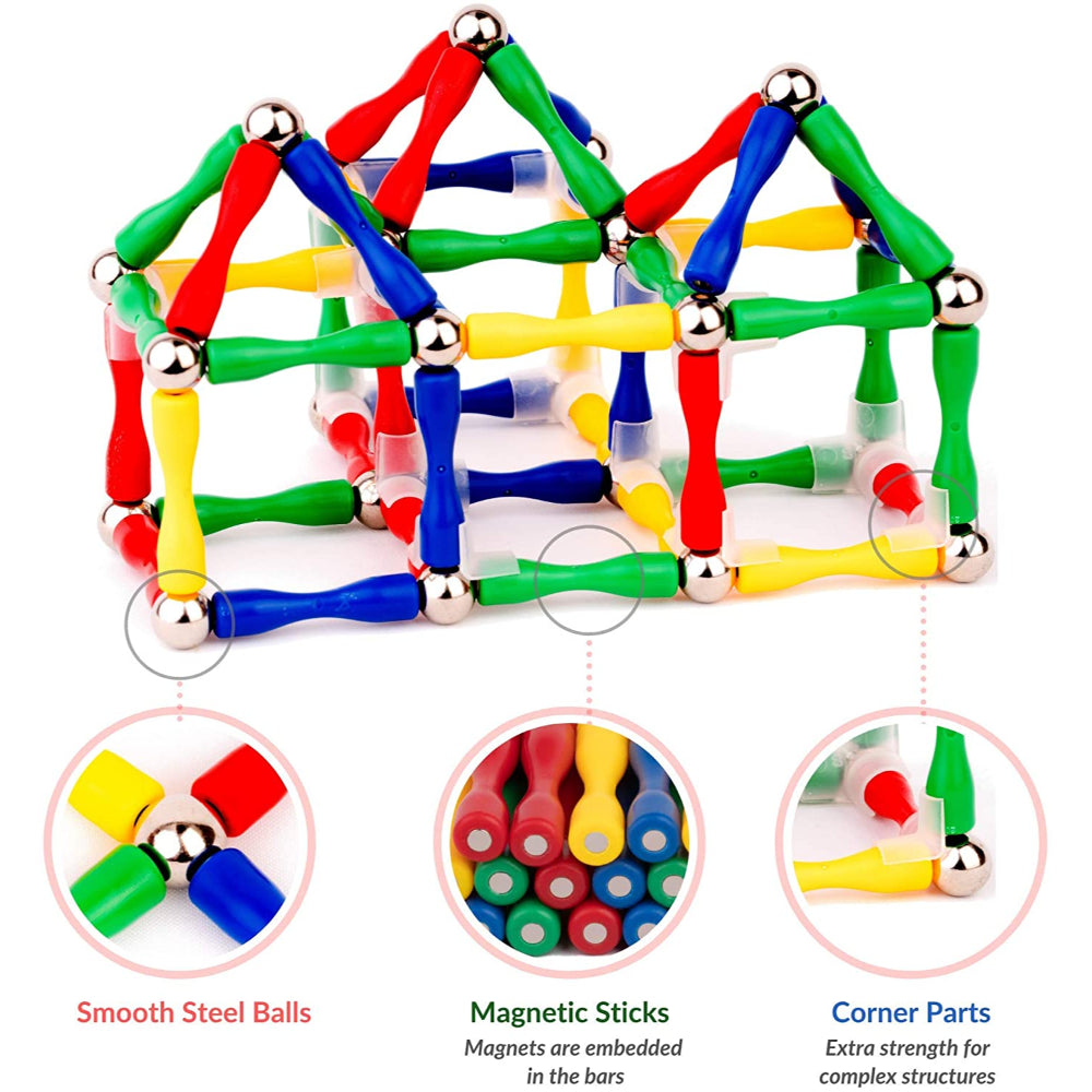 124 Pcs Master 3D Stimulating Magnetic Building Construction Sticks And Balls Set