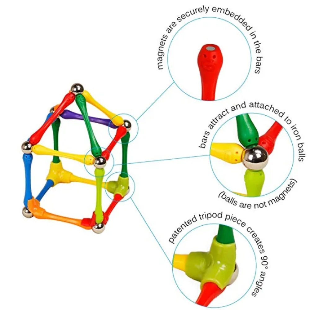 124 Pcs Master 3D Stimulating Magnetic Building Construction Sticks And Balls Set