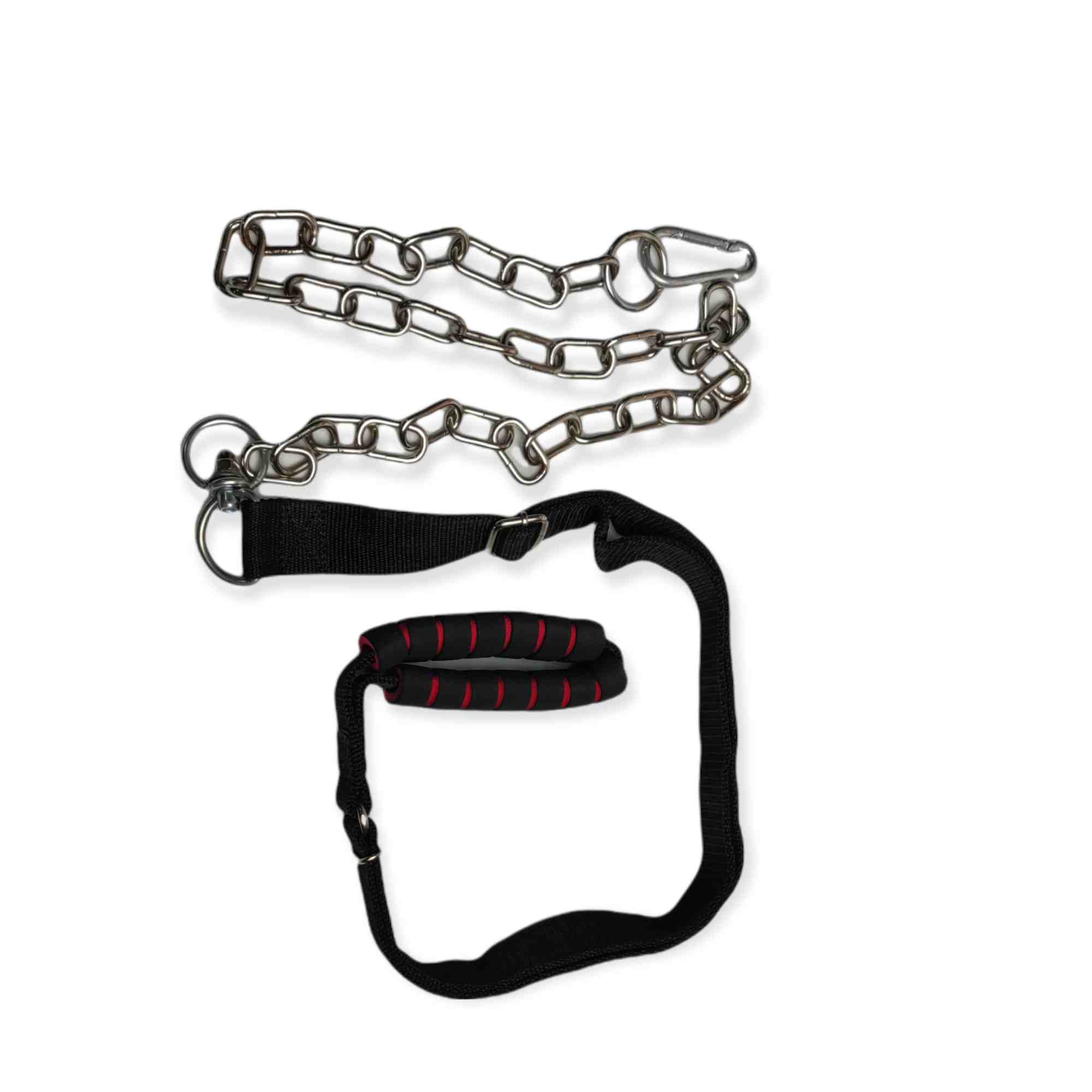 6.5 Feet Nylon Belt and Chain Leash with Choke Chain Collar – 3 in 1