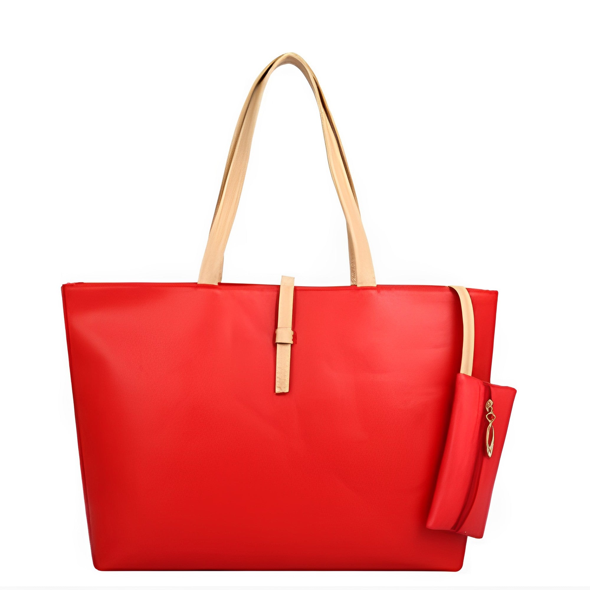 Stylish Solid Color Faux Leather Bag with Zipper Closure