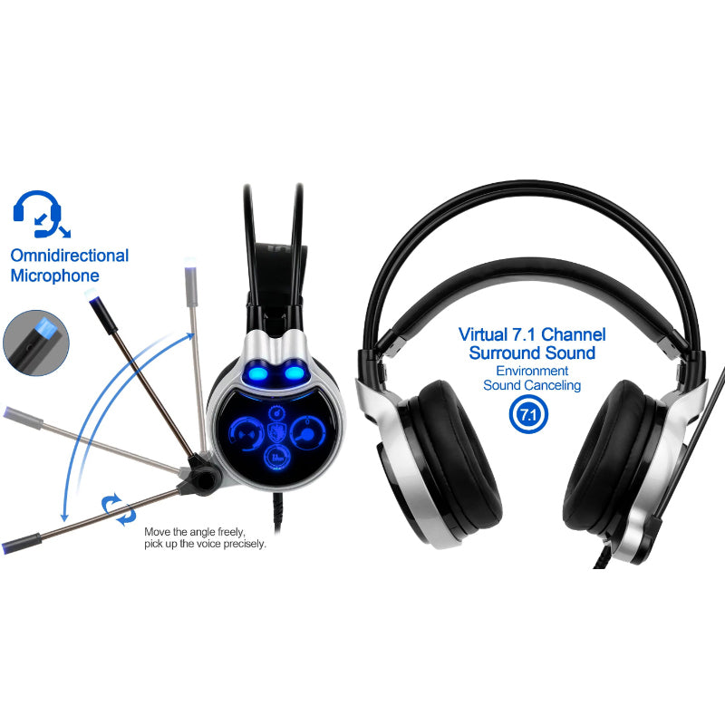 SADES R8 USB Stereo Gaming Headset With Virtual 7.1 Surround Sound And High-Sensitivity Microphone