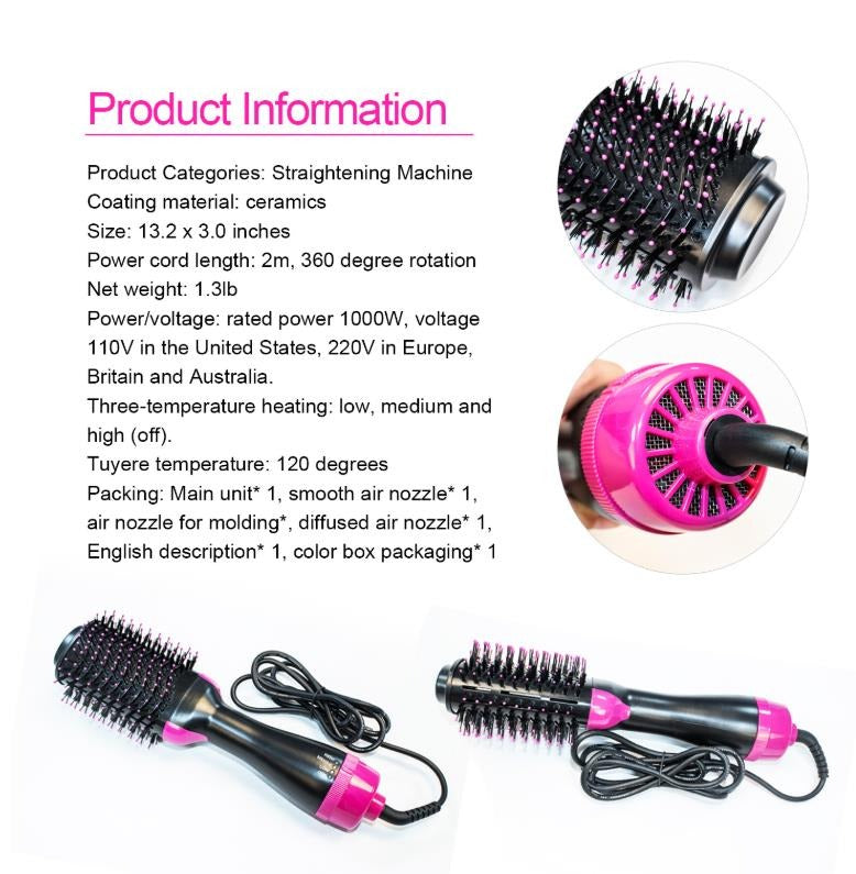 2 In 1 One Step Hair Dryer And Volumizer Warm Air Fast Styling Straightener & Curls Styler