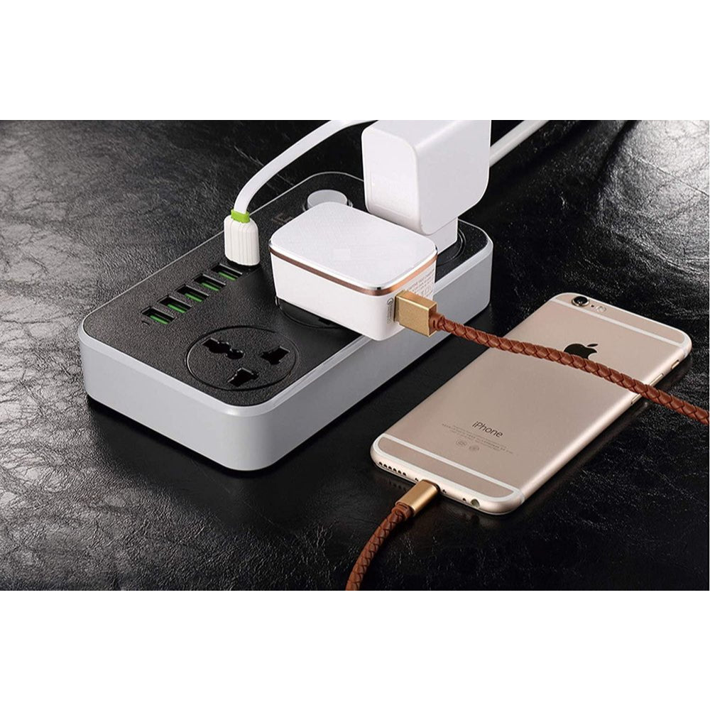 Power Socket With 3 Anti-Static AC Sockets And 6 Intelligent USB Charging Ports 2500W 3.4A