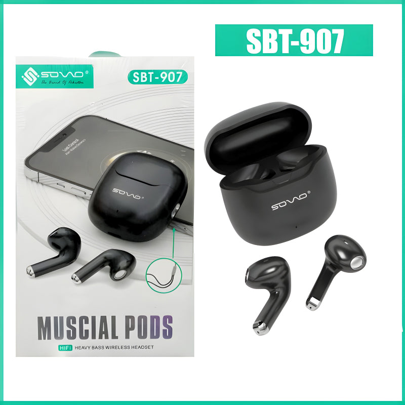 SOVO SBT-907 Heavy Bass Wireless Headset With ENC Support Musical Pods For Enhanced Audio Experience