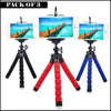 Pack Of 3 Portable Flexible Sponge Adjustable Octopus Tripod Phone Stands