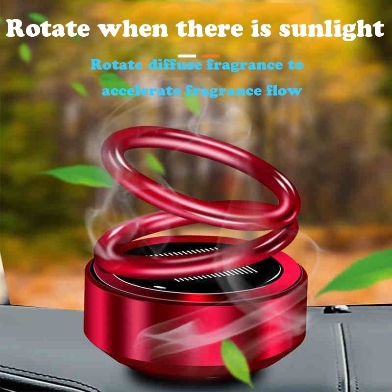 Solar Double Ring Rotating Suspension Car Perfume Air Freshener Aromatherapy Diffuser Air Purifier