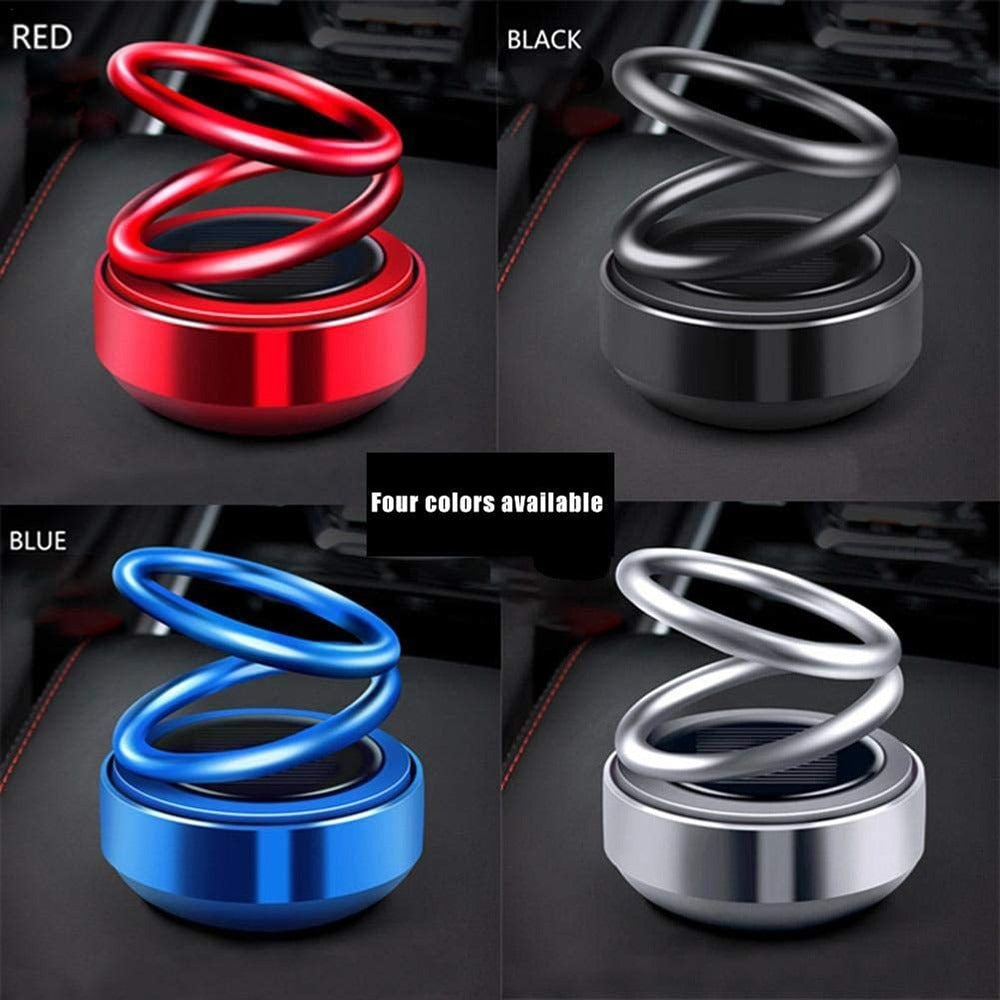 Solar Double Ring Rotating Suspension Car Perfume Air Freshener Aromatherapy Diffuser Air Purifier