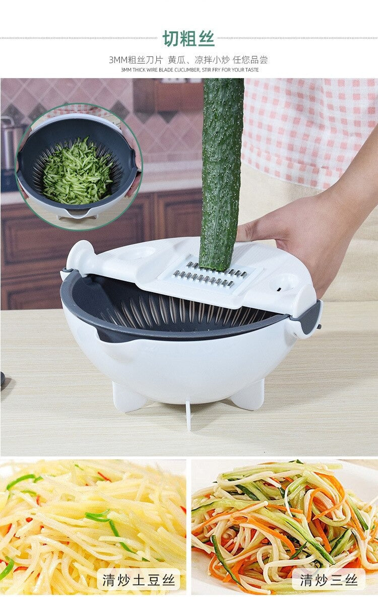 5pcs Multi-Function Vegetable Potato Slicing Shredding Machine Washing Household Grater Draining Basket