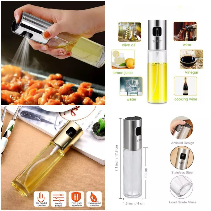 Cooking Oil Sprayer Glass Oil Spray Bottle Kitchen Tool Bbq Baking Grill Vinegar Oil Sauce Bottle (100 Ml)