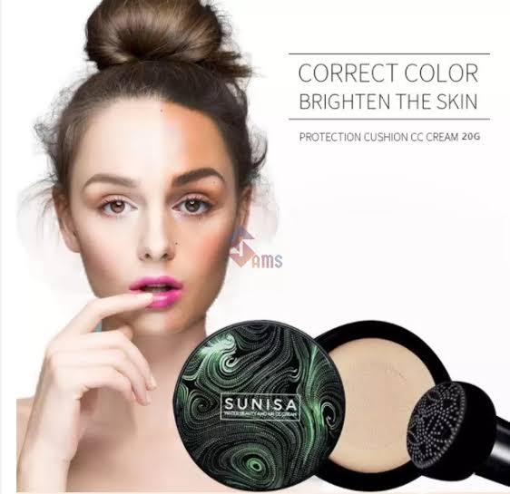 SUNISA Waterproof Mushroom Head Air Cushion BB CC Cream: Moisturizing Liquid Foundation Base with Sponge