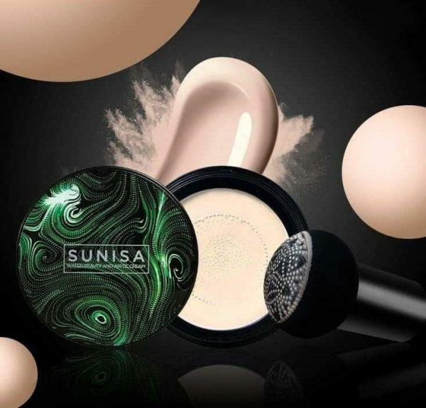 SUNISA Waterproof Mushroom Head Air Cushion BB CC Cream: Moisturizing Liquid Foundation Base with Sponge